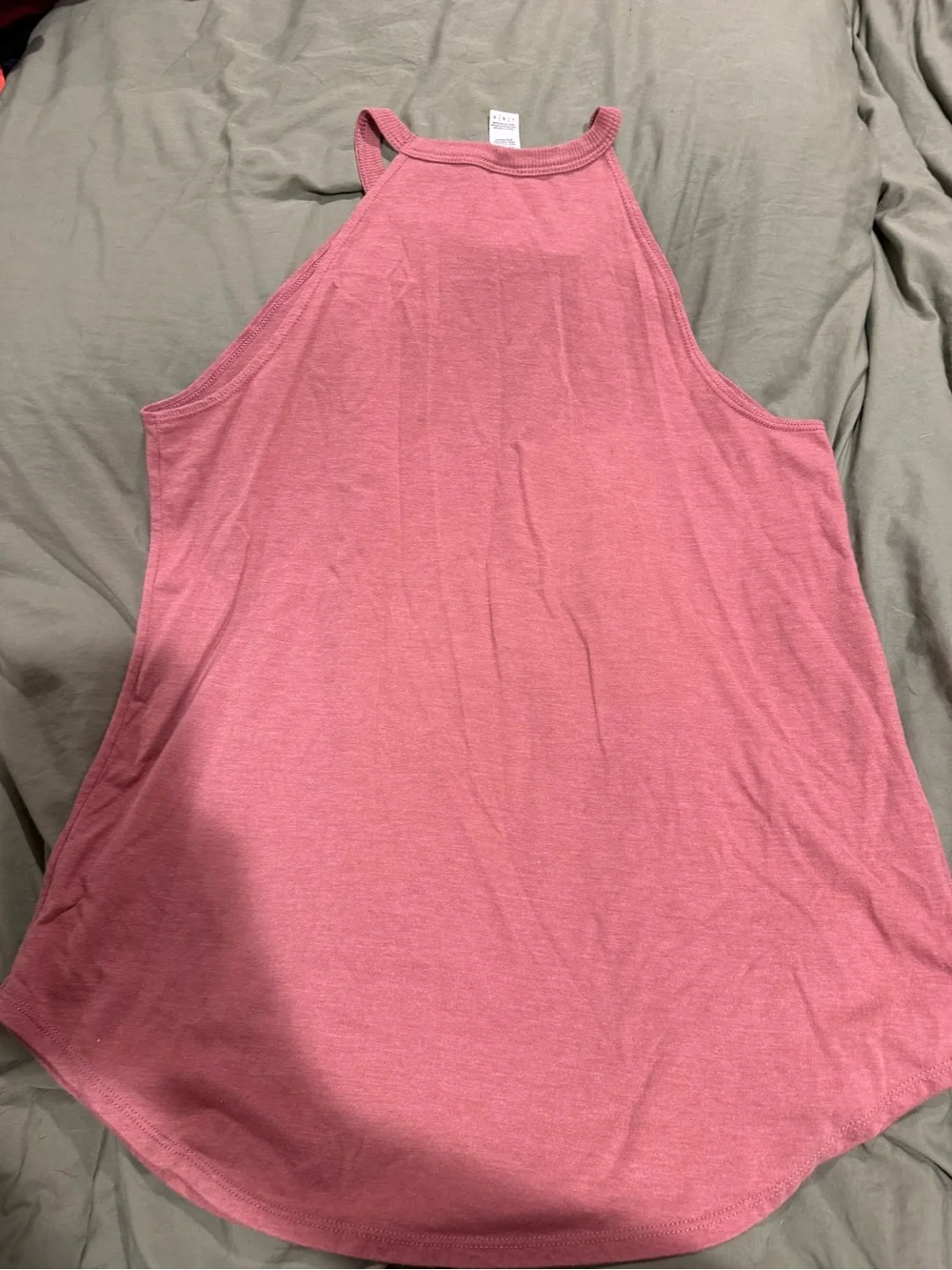 High-Neck Ribbed Pink Tank Top